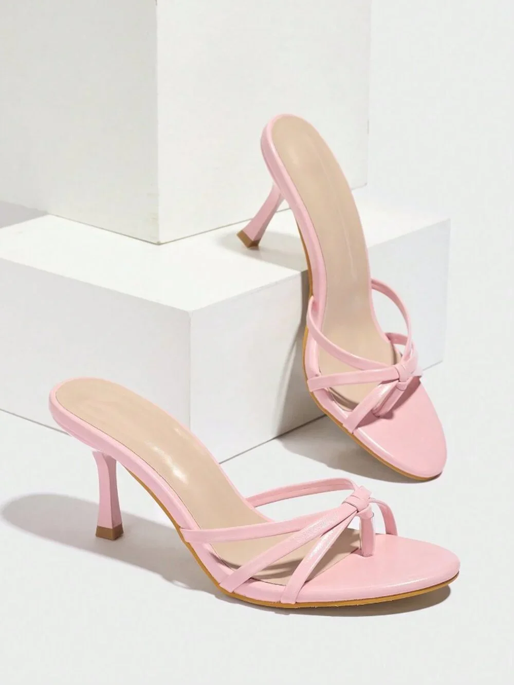 Pink Glamorous Women's High-Heel Ankle Strap Sandals